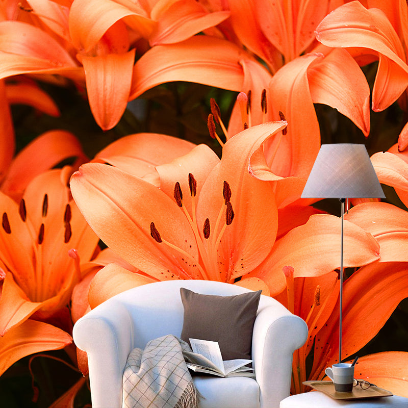 Beautiful Lilies Mural Wallpaper Minimalist Wall Art, Customized Size Available