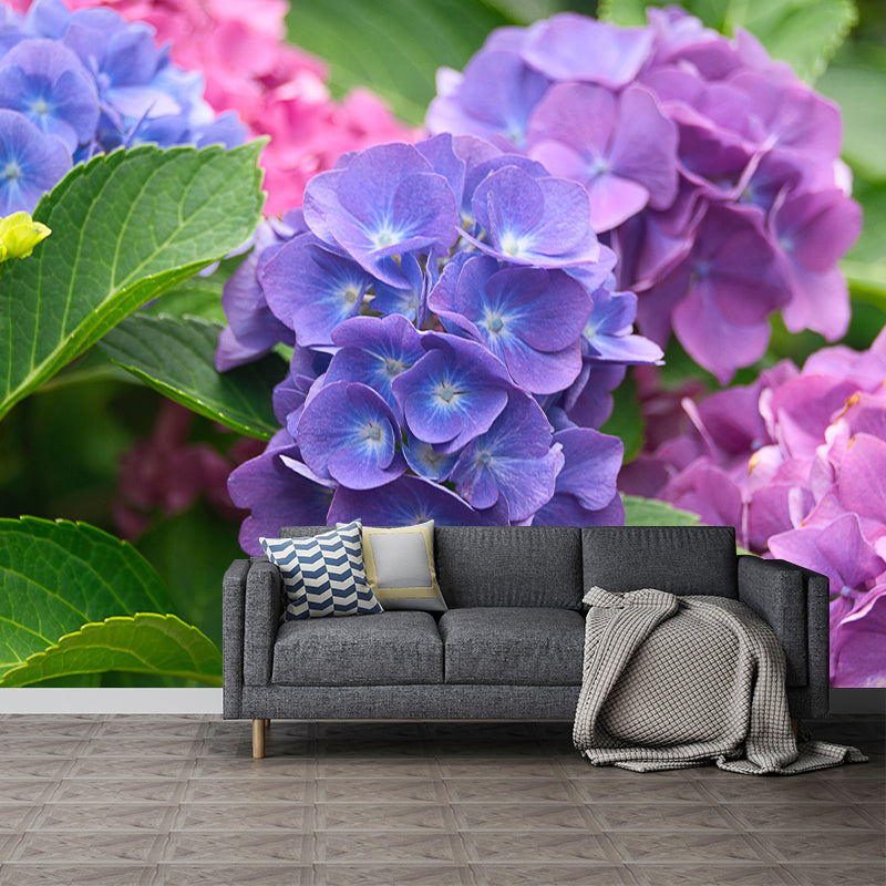 Hydrangeas Mural Wallpaper for Girls Bedroom, Light Color, Custom Print