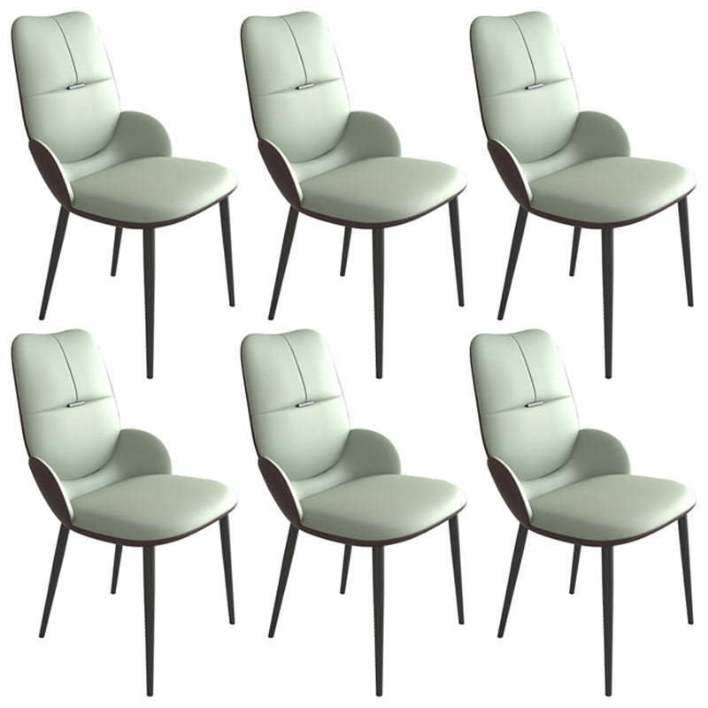Chaises de salle à manger contemporaines en métal, chaises sans bras en cuir PU pour usage domestique
