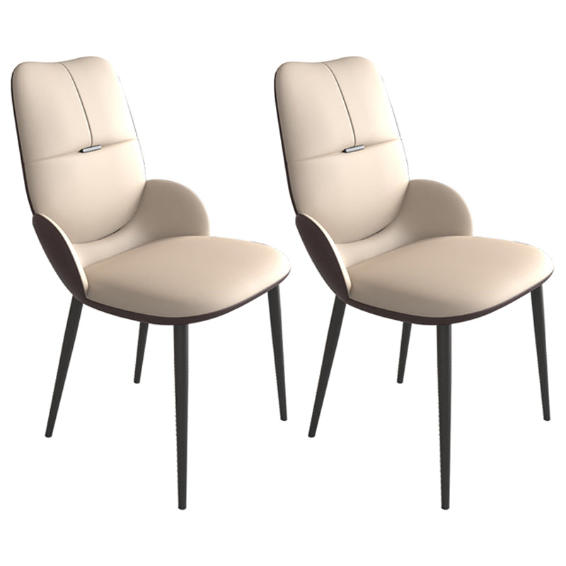 Chaises de salle à manger contemporaines en métal, chaises sans bras en cuir PU pour usage domestique