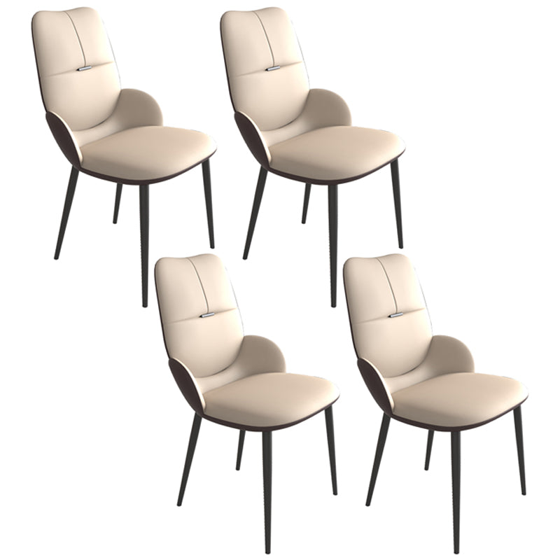 Chaises de salle à manger contemporaines en métal, chaises sans bras en cuir PU pour usage domestique
