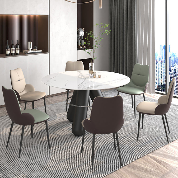 Chaises de salle à manger contemporaines en métal, chaises sans bras en cuir PU pour usage domestique