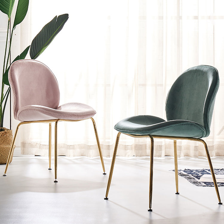 Flannel Scandinavian Bedroom Side Chair Parsons Matte Finish Dining Chair with Gold Legs