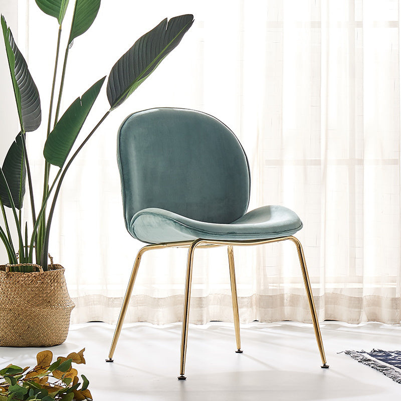 Flannel Scandinavian Bedroom Side Chair Parsons Matte Finish Dining Chair with Gold Legs