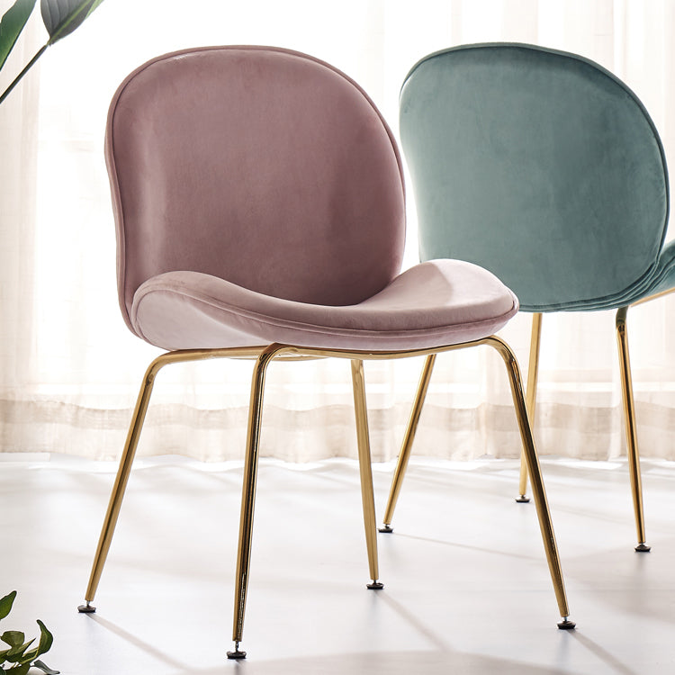 Flannel Scandinavian Bedroom Side Chair Parsons Matte Finish Dining Chair with Gold Legs