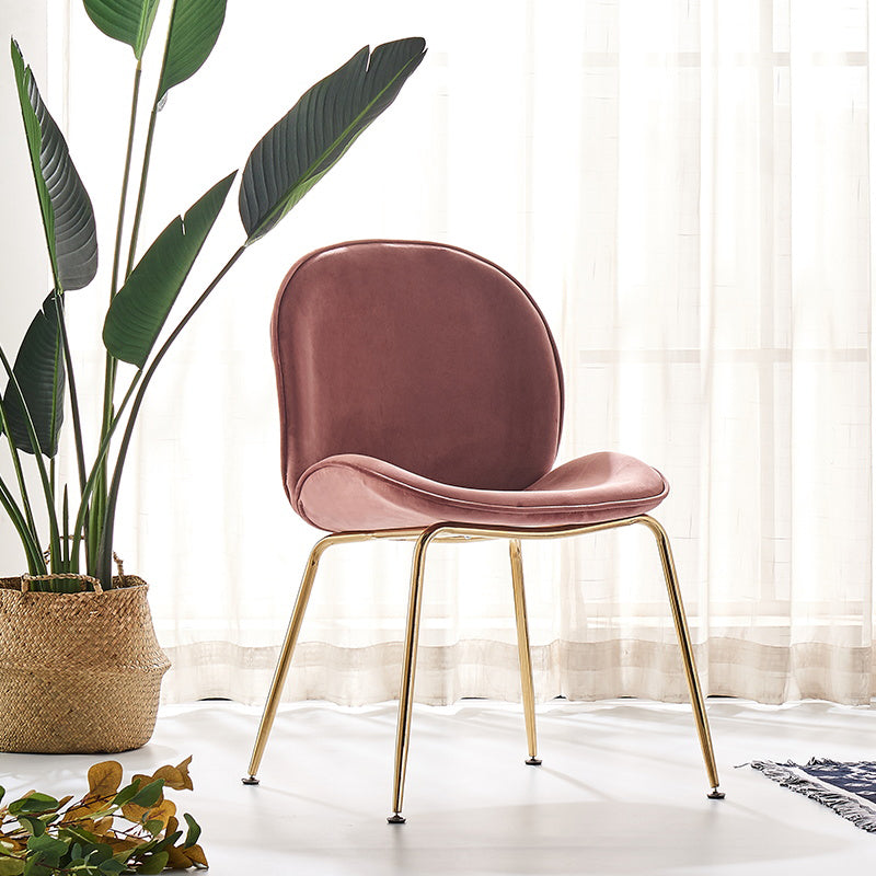 Flannel Scandinavian Bedroom Side Chair Parsons Matte Finish Dining Chair with Gold Legs