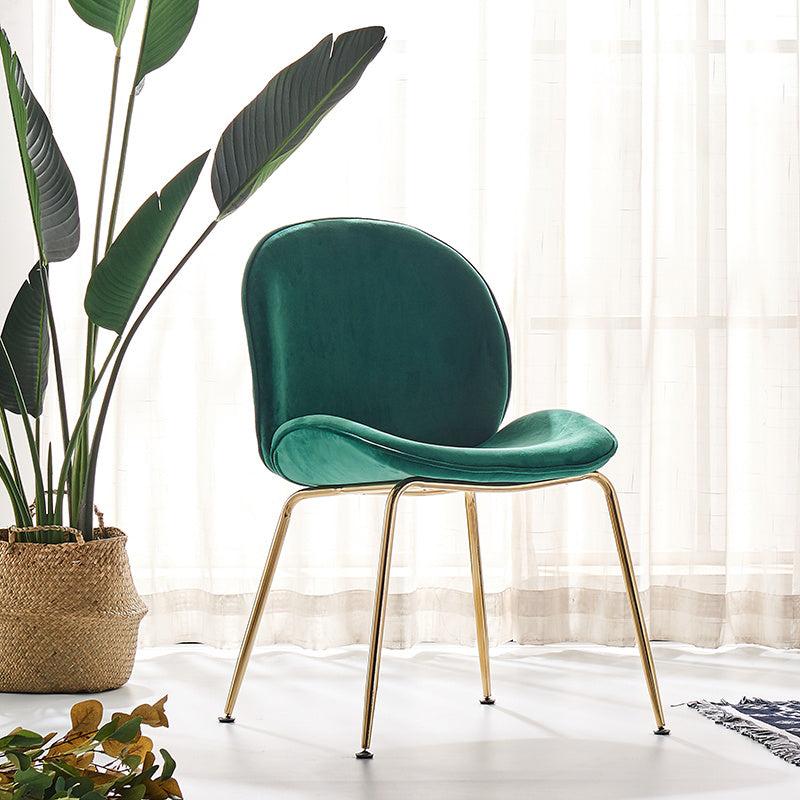 Flannel Scandinavian Bedroom Side Chair Parsons Matte Finish Dining Chair with Gold Legs