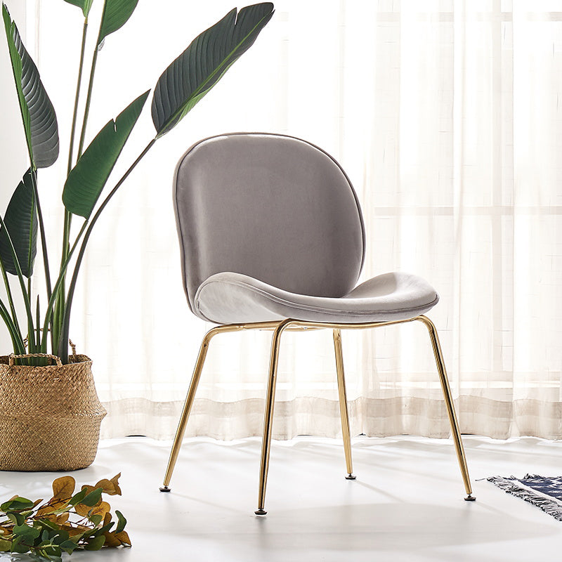 Flannel Scandinavian Bedroom Side Chair Parsons Matte Finish Dining Chair with Gold Legs