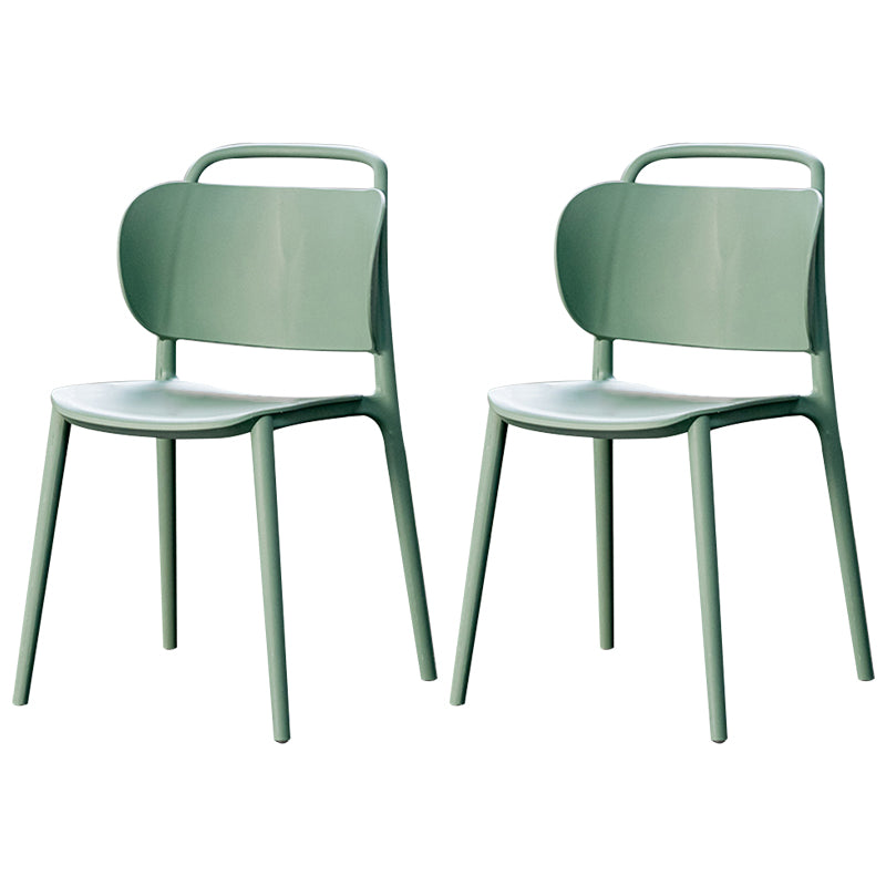 Modern Plastic Dining Chair Open Back Dining Side Armless Chair for Kitchen