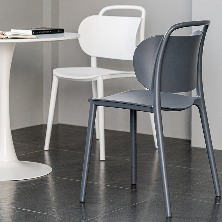 Modern Plastic Dining Chair Open Back Dining Side Armless Chair for Kitchen