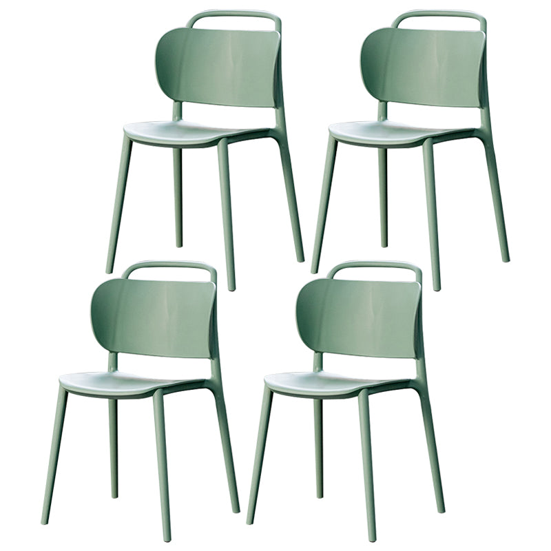 Modern Plastic Dining Chair Open Back Dining Side Armless Chair for Kitchen