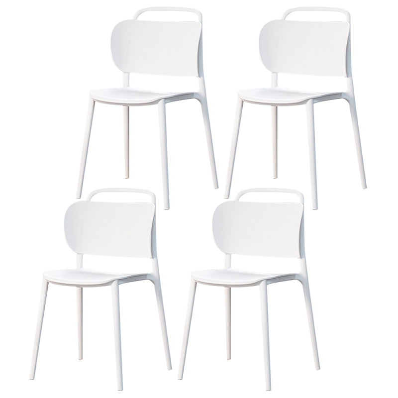 Modern Plastic Dining Chair Open Back Dining Side Armless Chair for Kitchen