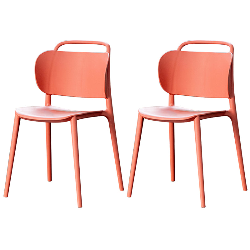 Modern Plastic Dining Chair Open Back Dining Side Armless Chair for Kitchen