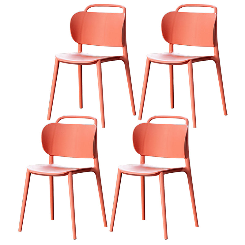 Modern Plastic Dining Chair Open Back Dining Side Armless Chair for Kitchen