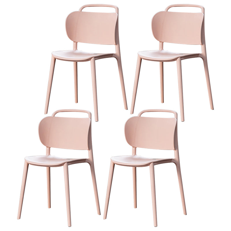 Modern Plastic Dining Chair Open Back Dining Side Armless Chair for Kitchen