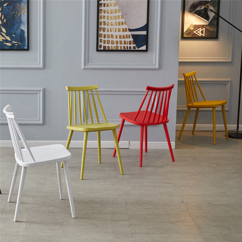 Chaise de salle à manger en plastique contemporain slat dossier arrière sans bras sans cuisine