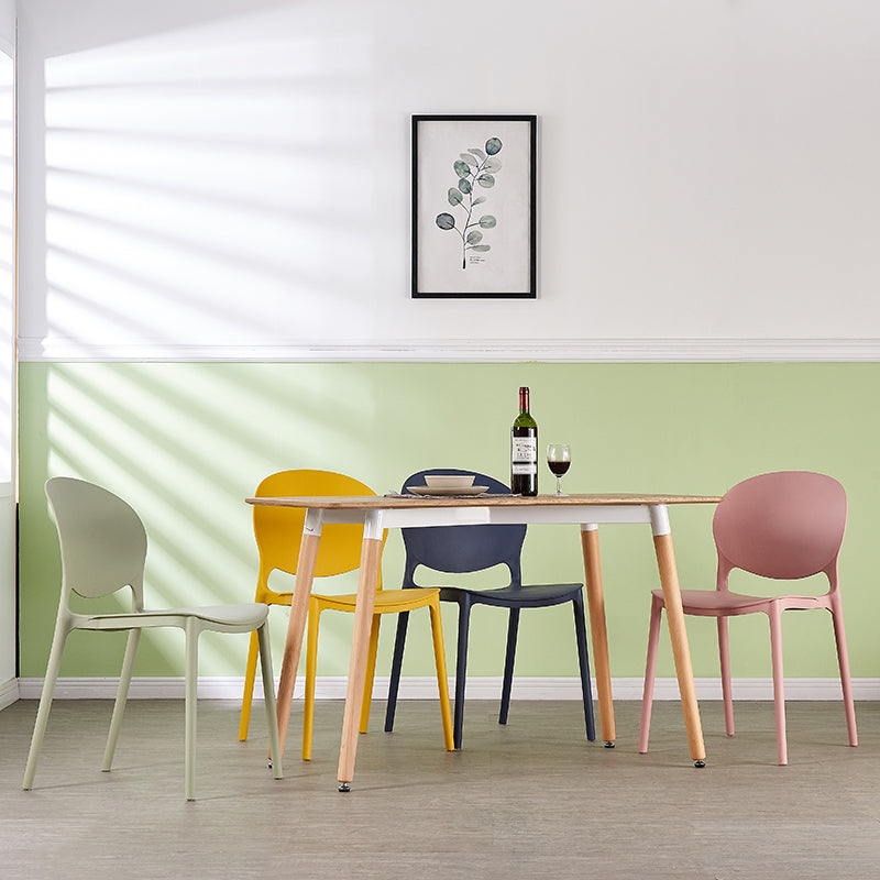 Chaise de salle à manger en plastique contemporain Open Dining Dining Side Ammless Chaise pour cuisine
