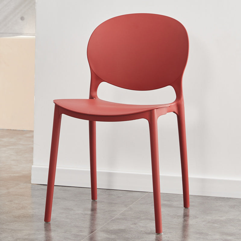 Chaise de salle à manger en plastique contemporain Open Dining Dining Side Ammless Chaise pour cuisine