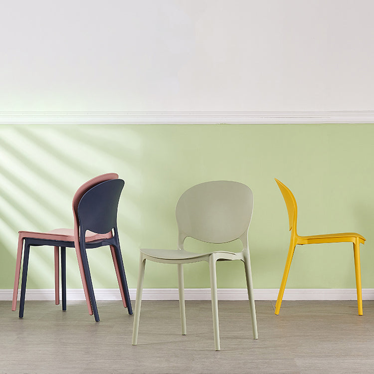 Chaise de salle à manger en plastique contemporain Open Dining Dining Side Ammless Chaise pour cuisine