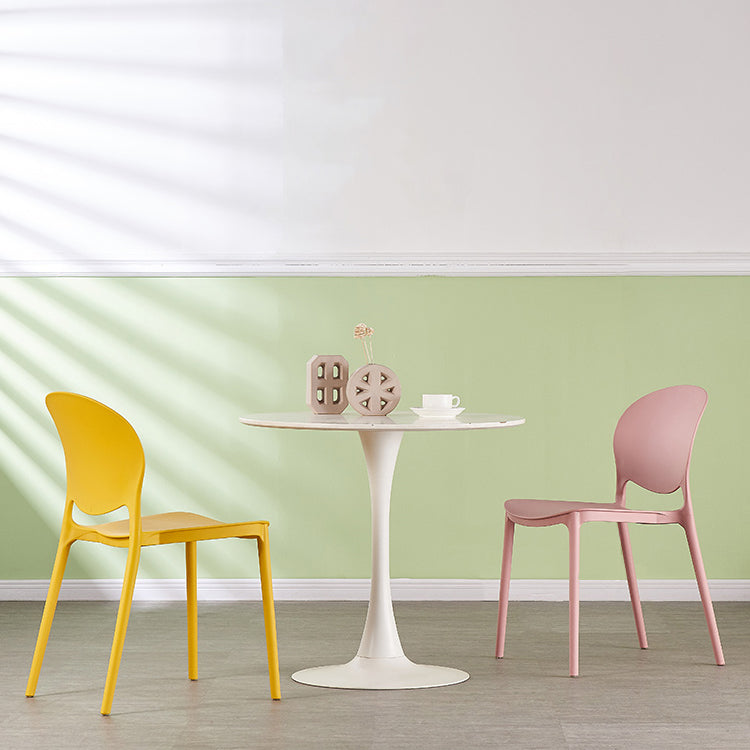 Chaise de salle à manger en plastique contemporain Open Dining Dining Side Ammless Chaise pour cuisine