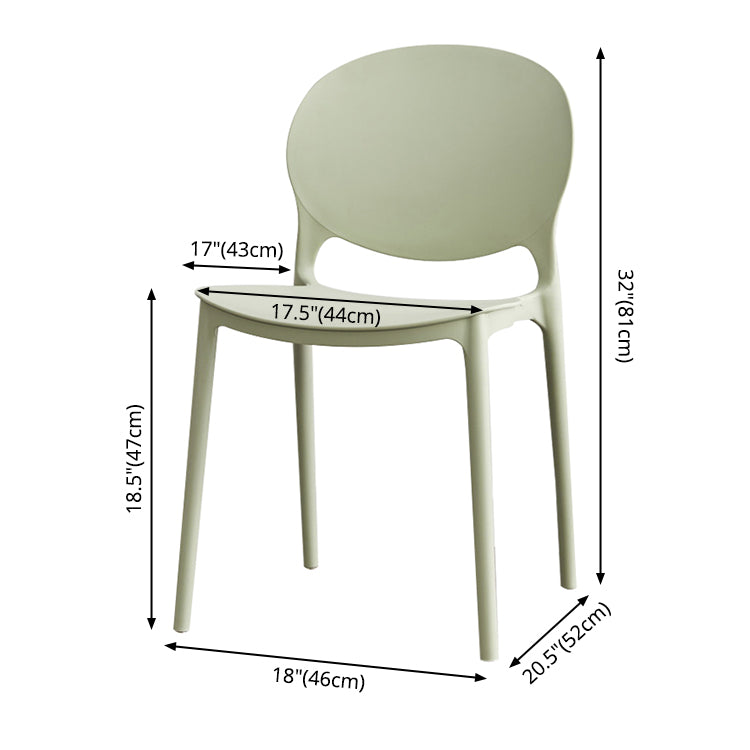 Chaise de salle à manger en plastique contemporain Open Dining Dining Side Ammless Chaise pour cuisine