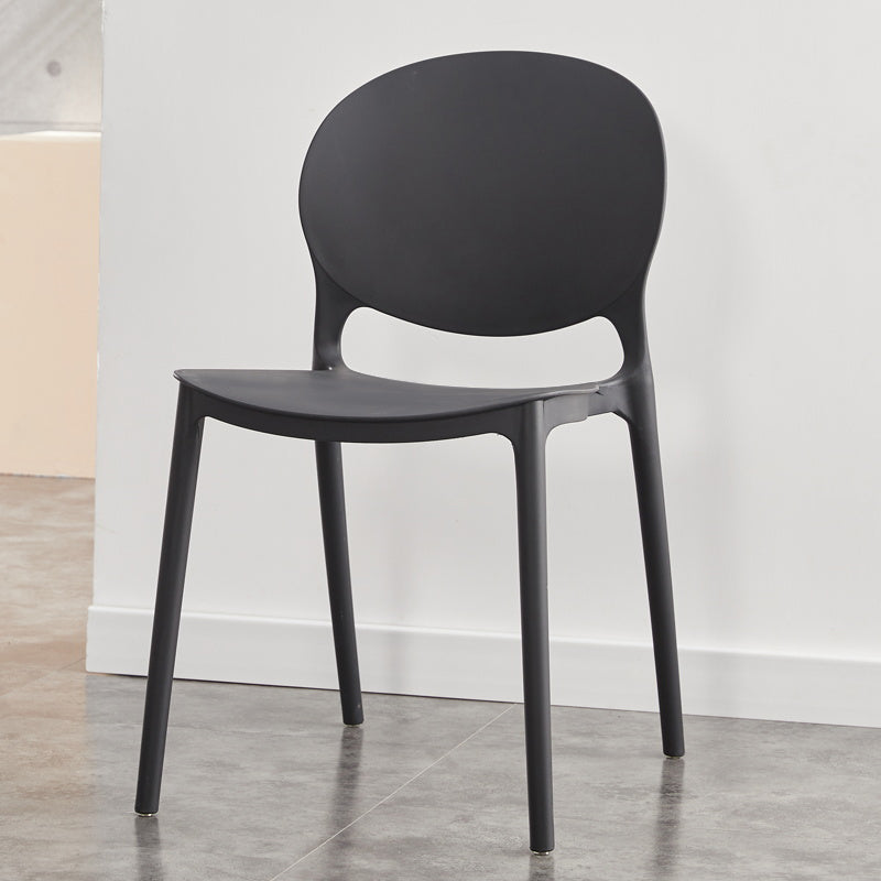 Chaise de salle à manger en plastique contemporain Open Dining Dining Side Ammless Chaise pour cuisine
