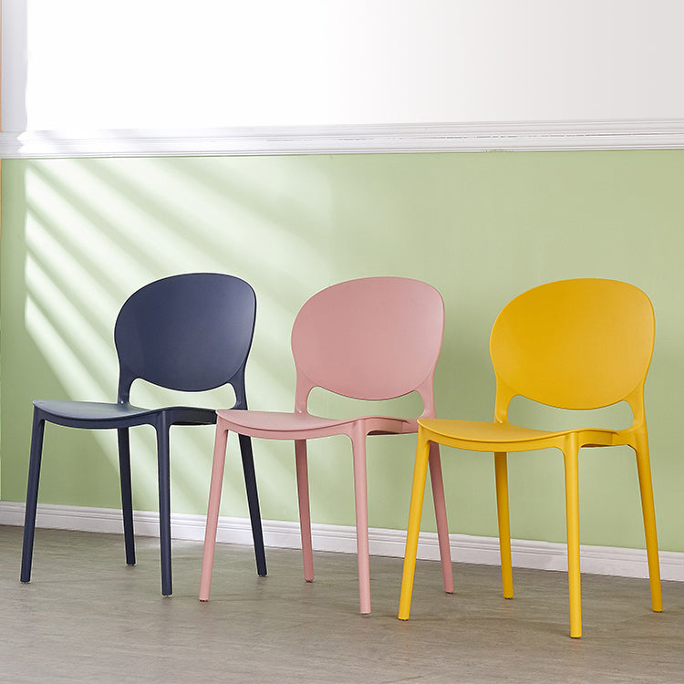 Chaise de salle à manger en plastique contemporain Open Dining Dining Side Ammless Chaise pour cuisine