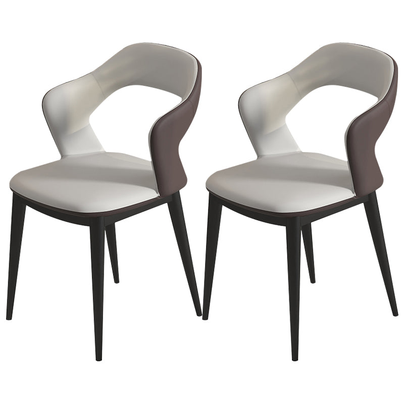 Contemporary Metal Dining Room Armchairs PU Leather Dining Chairs for Home Use