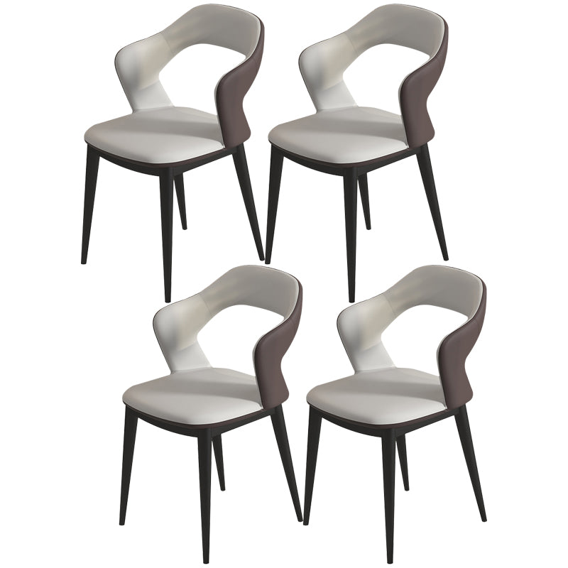 Contemporary Metal Dining Room Armchairs PU Leather Dining Chairs for Home Use