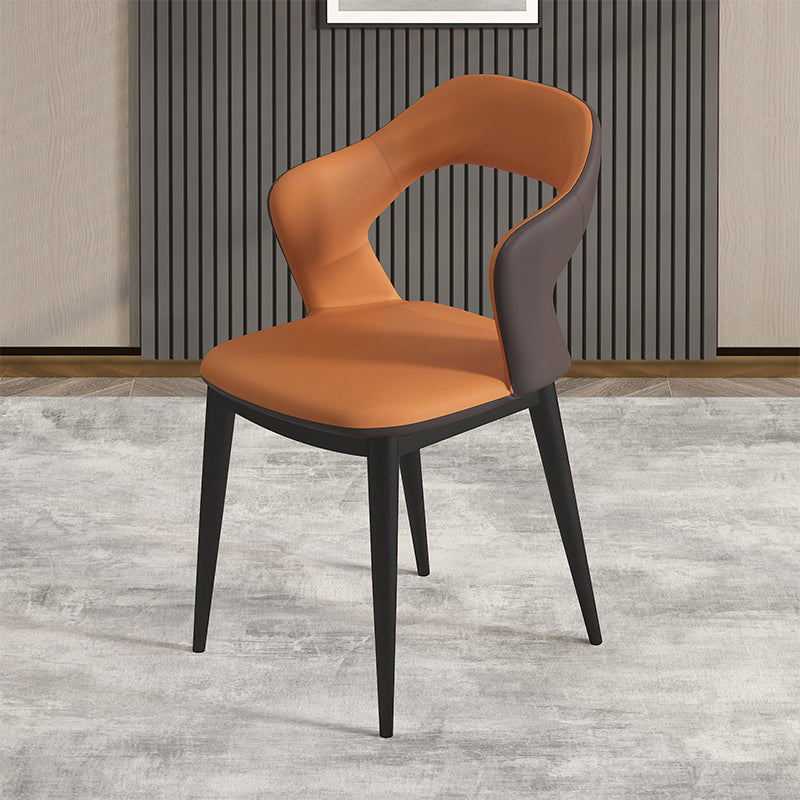 Fauteuils de salle à manger contemporains en métal, chaises de salle à manger en cuir PU pour usage domestique