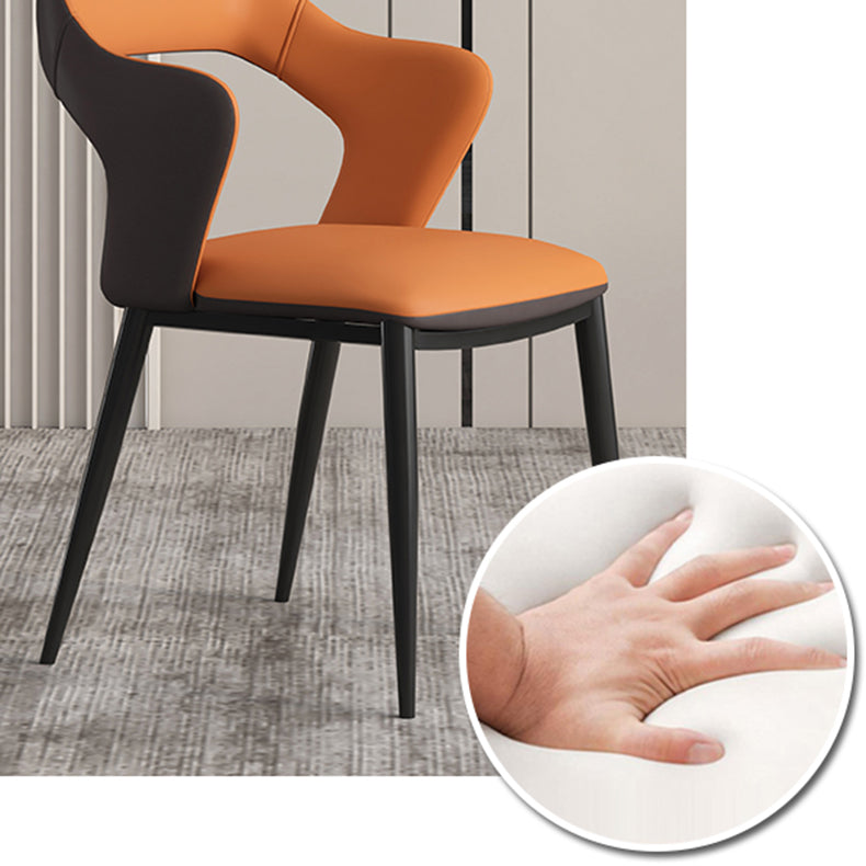 Contemporary Metal Dining Room Armchairs PU Leather Dining Chairs for Home Use