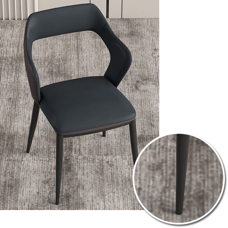 Contemporary Metal Dining Room Armchairs PU Leather Dining Chairs for Home Use