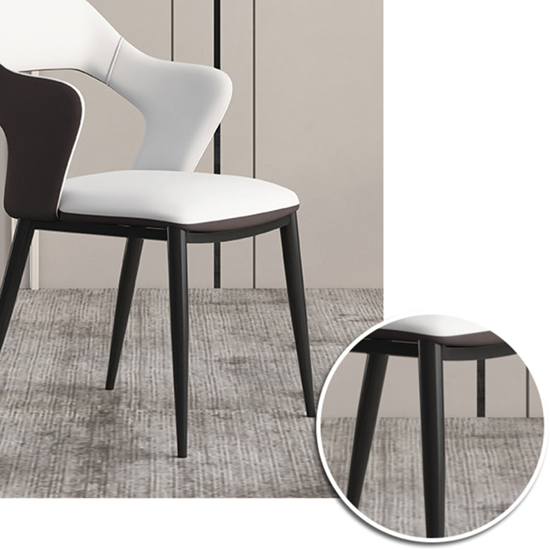 Contemporary Metal Dining Room Armchairs PU Leather Dining Chairs for Home Use