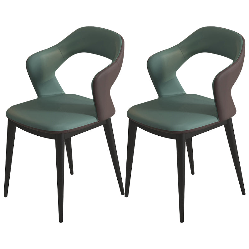 Contemporary Metal Dining Room Armchairs PU Leather Dining Chairs for Home Use