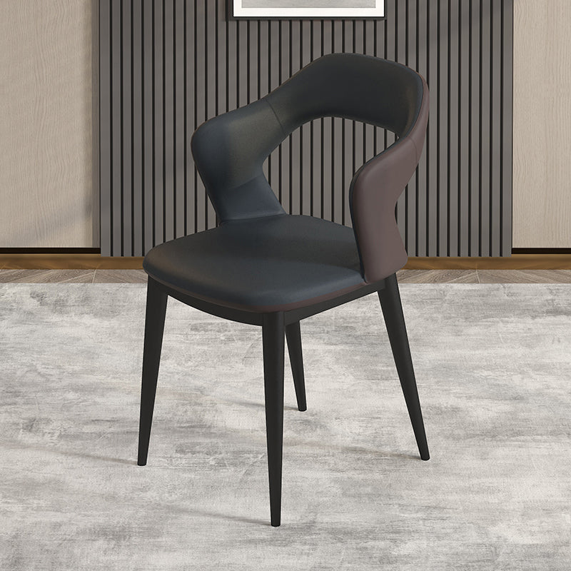Fauteuils de salle à manger contemporains en métal, chaises de salle à manger en cuir PU pour usage domestique