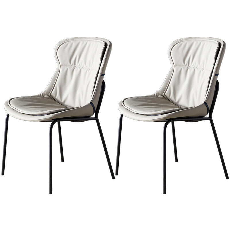 Scandinavian Style Microfiber Leather Dining Chairs Solid Back Armless Chair