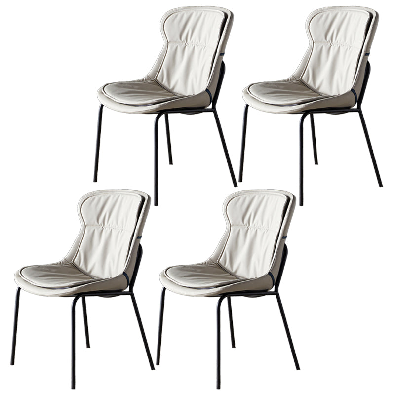 Scandinavian Style Microfiber Leather Dining Chairs Solid Back Armless Chair
