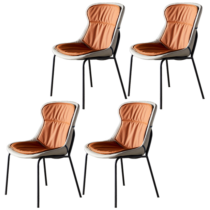 Scandinavian Style Microfiber Leather Dining Chairs Solid Back Armless Chair