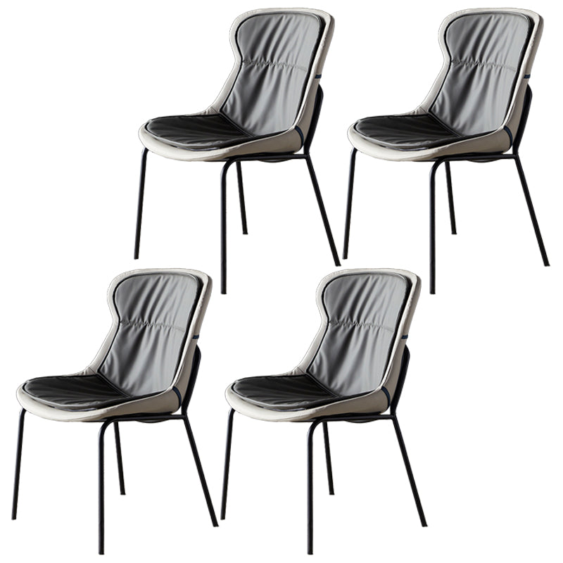 Scandinavian Style Microfiber Leather Dining Chairs Solid Back Armless Chair