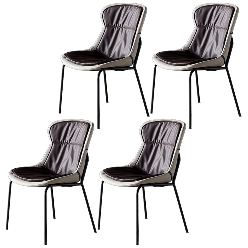 Scandinavian Style Microfiber Leather Dining Chairs Solid Back Armless Chair