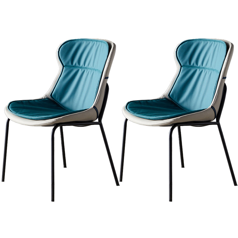 Scandinavian Style Microfiber Leather Dining Chairs Solid Back Armless Chair