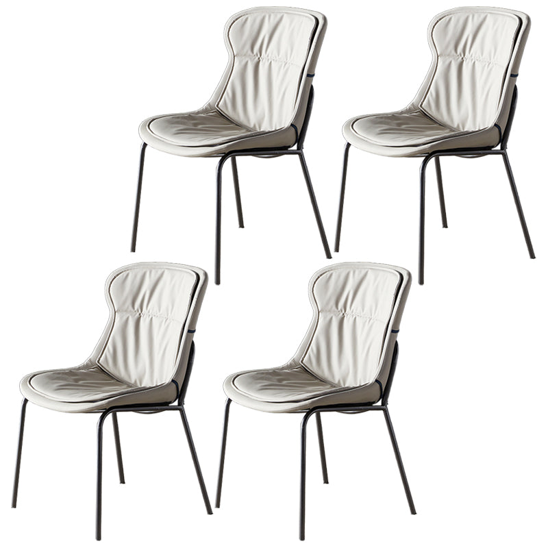 Scandinavian Style Microfiber Leather Dining Chairs Solid Back Armless Chair