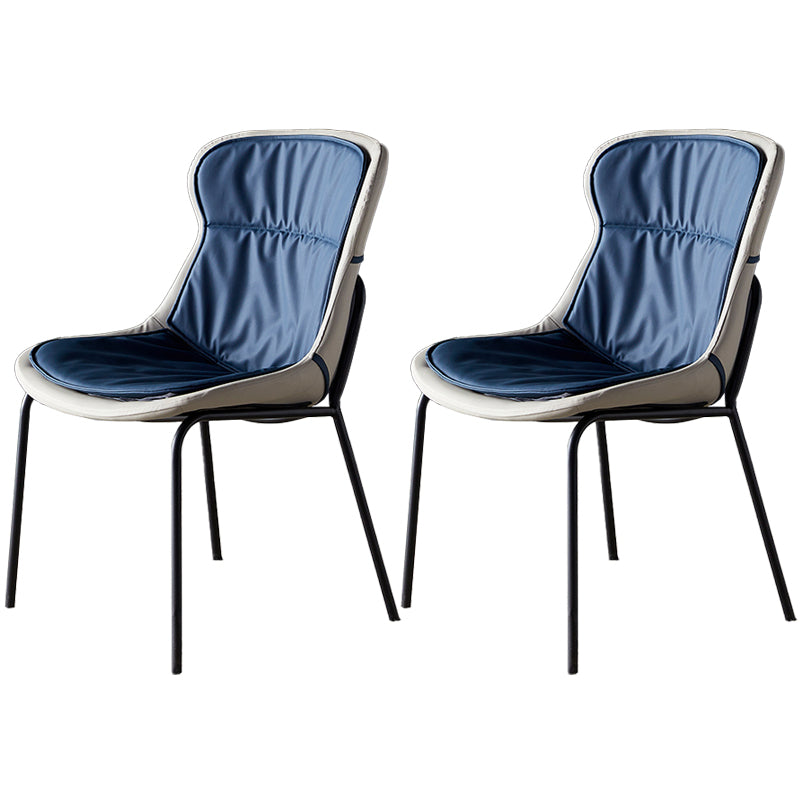 Scandinavian Style Microfiber Leather Dining Chairs Solid Back Armless Chair
