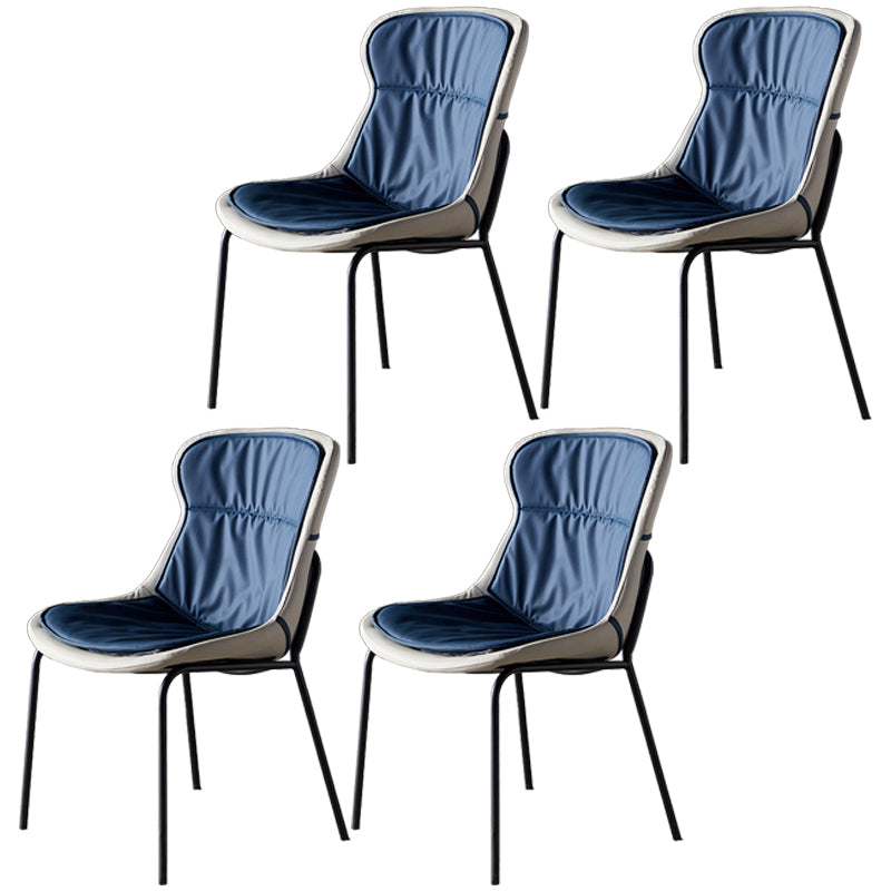 Scandinavian Style Microfiber Leather Dining Chairs Solid Back Armless Chair