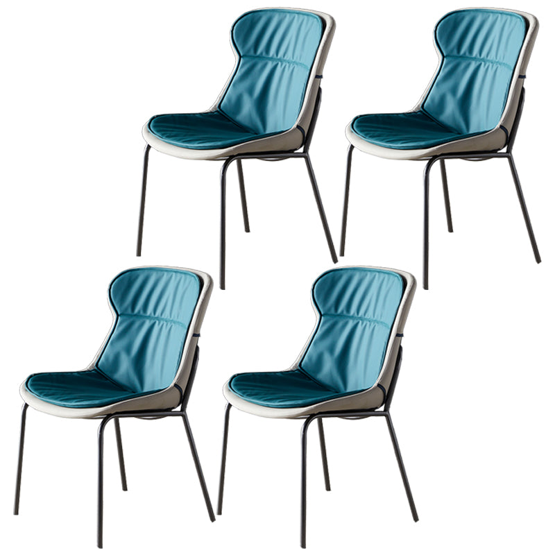 Scandinavian Style Microfiber Leather Dining Chairs Solid Back Armless Chair