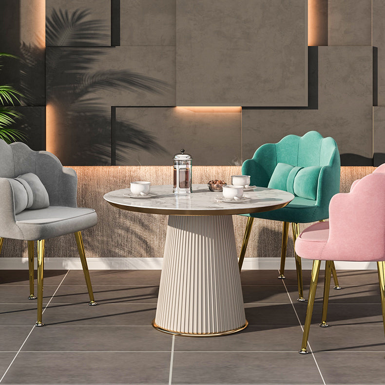 Modern Dining Side Chair with Metal Legs Solid Back Armchair for Home Use