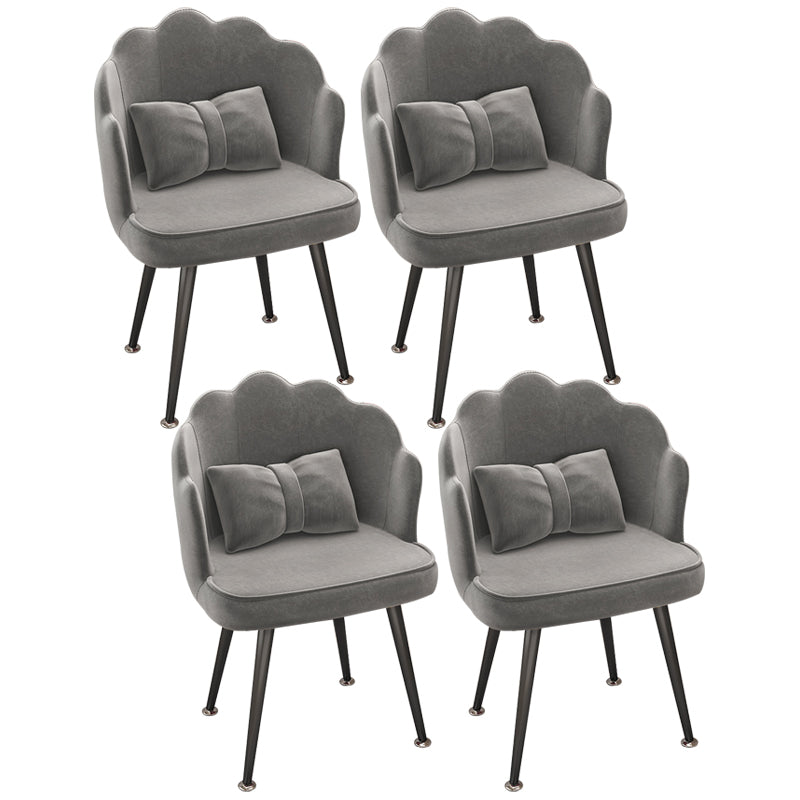 Modern Dining Side Chair with Metal Legs Solid Back Armchair for Home Use