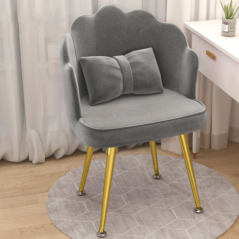 Modern Dining Side Chair with Metal Legs Solid Back Armchair for Home Use