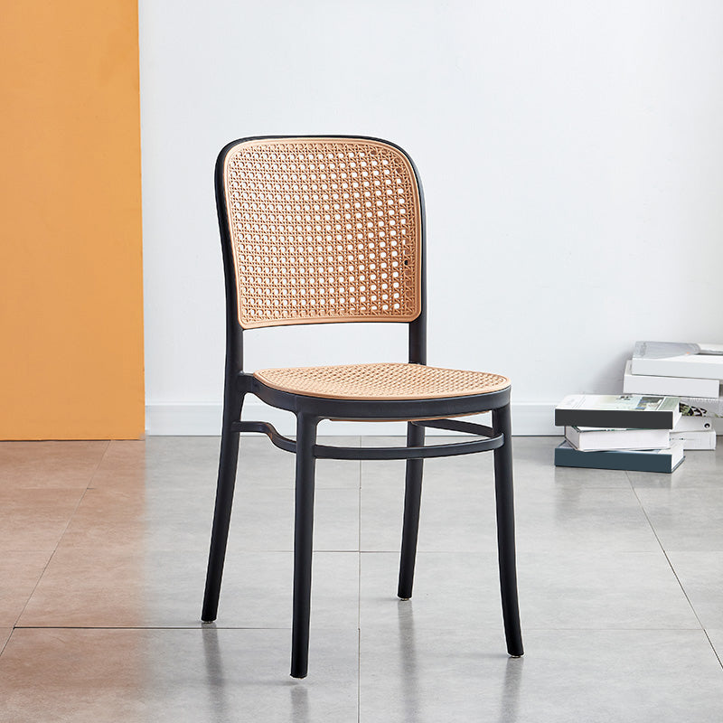 Chaises de salle à manger en osier de style tropical, chaise latérale de salle à manger à dossier ouvert pour la cuisine