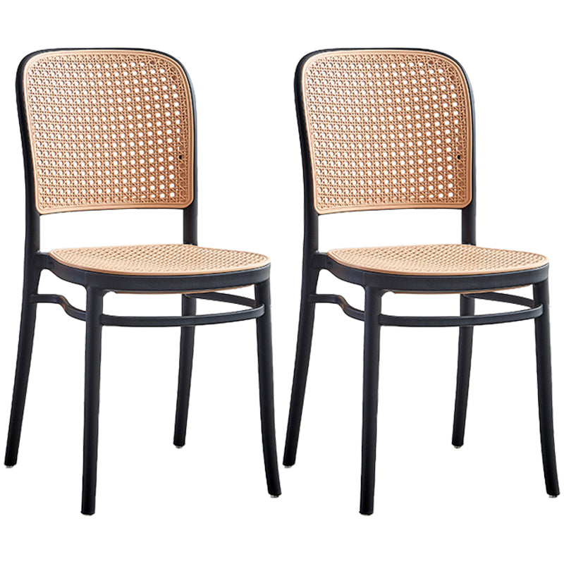 Tropical Style Wicker Dining Chairs Open Back Dining Side Chair for Kitchen